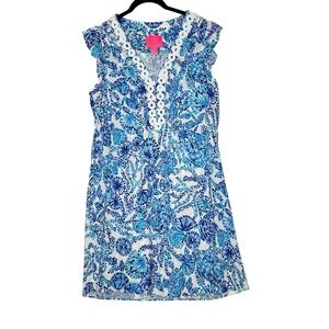 Lilly‎ Pulitzer Joan Tunic Dress Medium Shell Me you Love Me Print Floral Resort